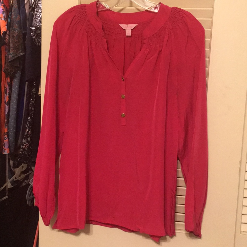 Lilly Pulitzer Elsa top size M in hot pink silk